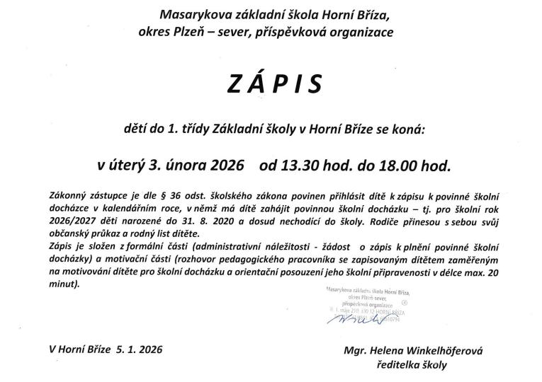 Zápis do 1. ročníku